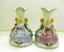 Occupied Japan 3-lady candlesticks